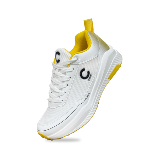 Champ C300 Rubber - Cricket/Hockey Shoes - White and Yellow