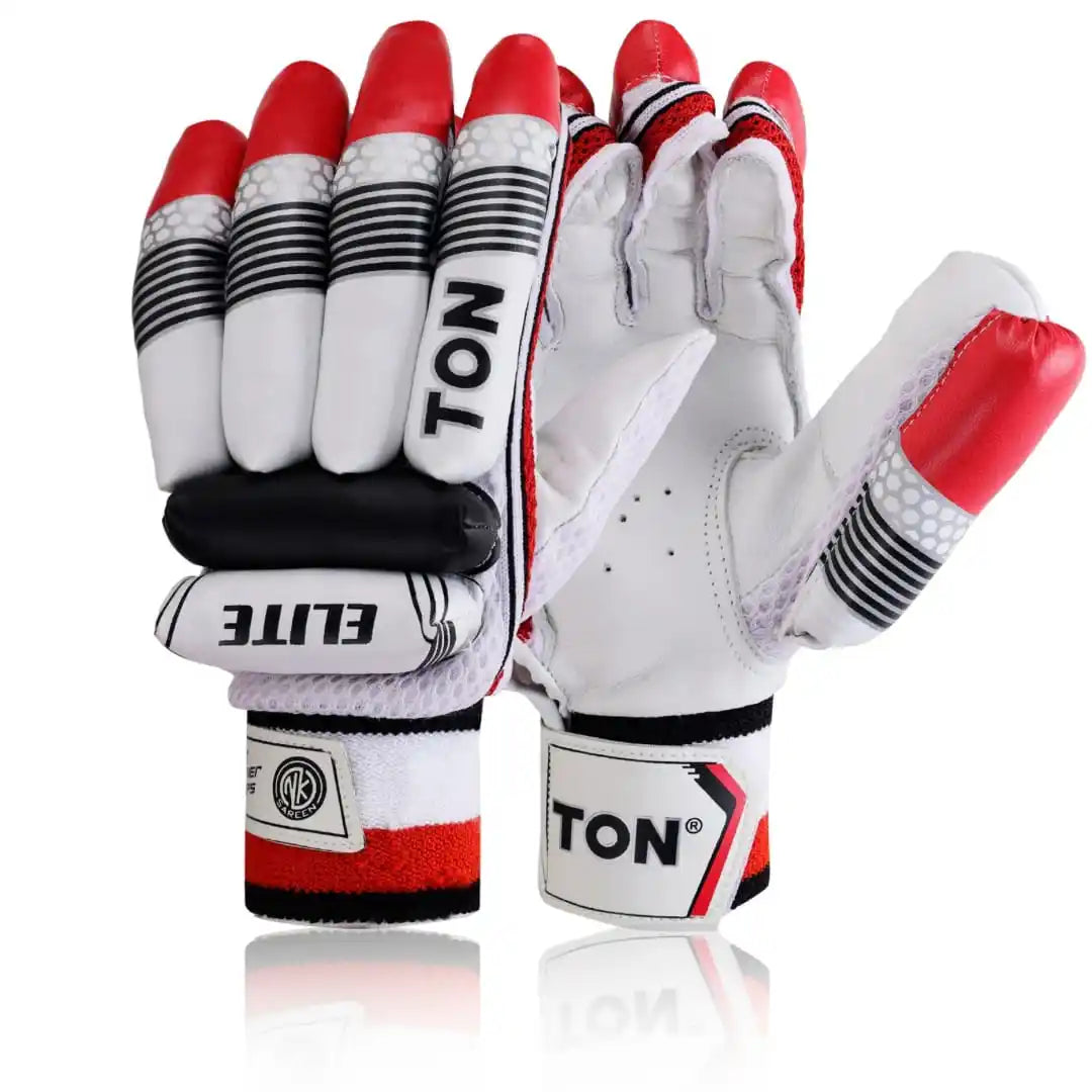 Ton ELITE Cricket Batting Gloves - Youth - Junior - S.Junior - White/Red