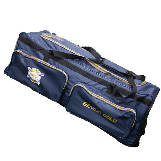 MRF Genius Gold wheelie kit bag - Navy/Gold