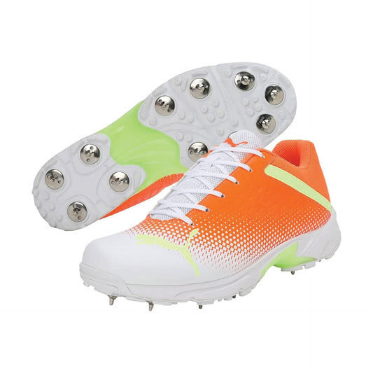 Puma Spike 22.2 White Fast  Yellow Orange  - Cricket Spikes