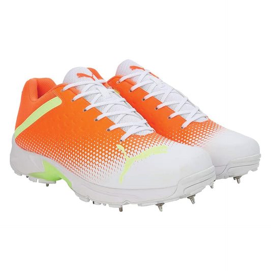 Puma Spike 22.2 White Fast  Yellow Orange  - Cricket Spikes