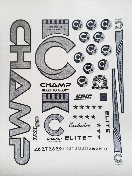 Champ Bat Stickers -Retro Grey/Silver
