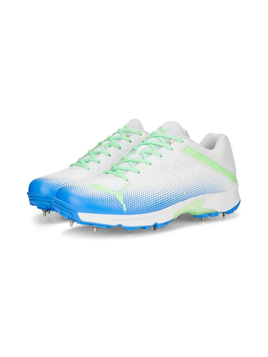 Puma Spike 22.2 White Green Bluemazing - Cricket Spikes