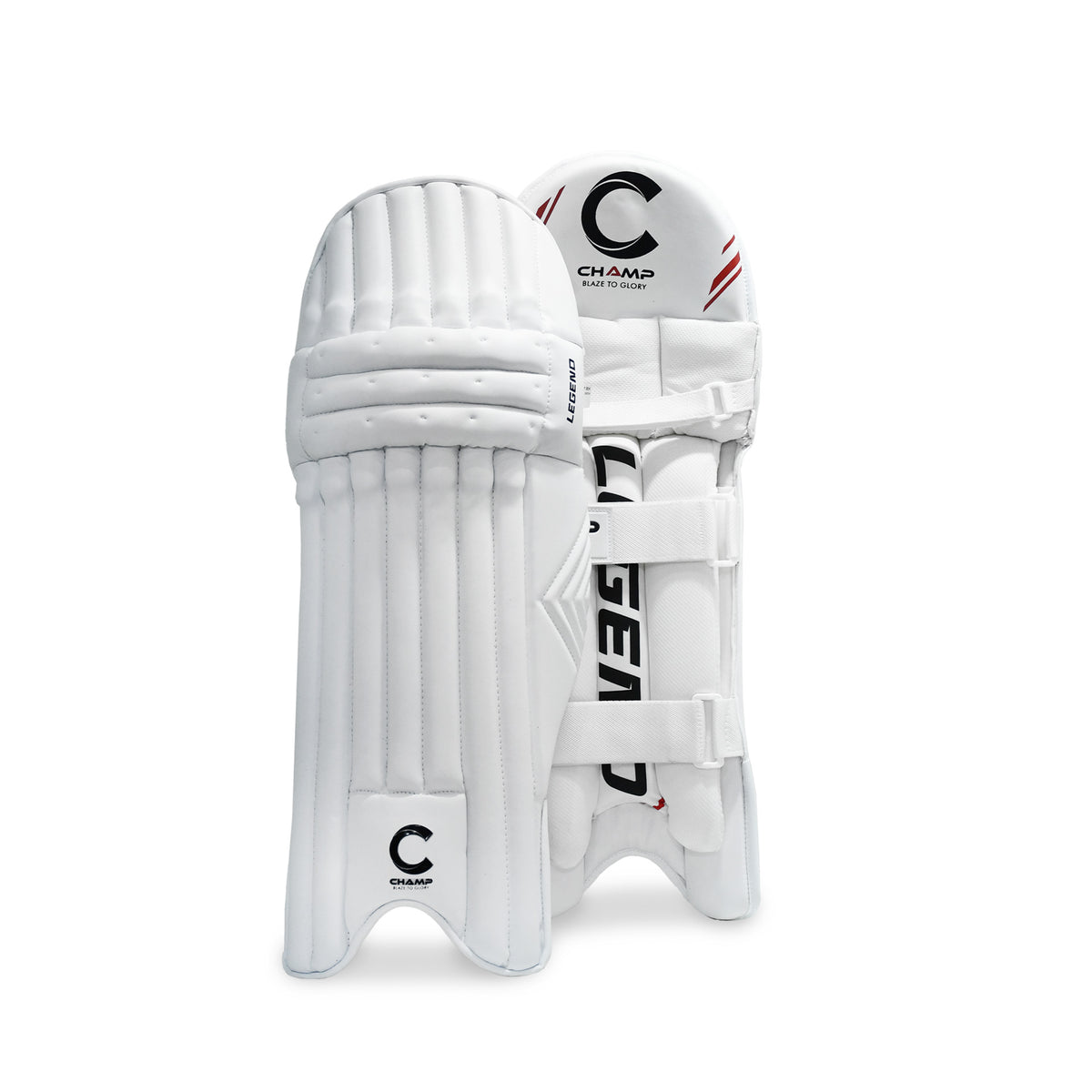 Champ Legend 2024 Range - Light Weight - Batting Leg Guard - White/Red - Adult - Youth