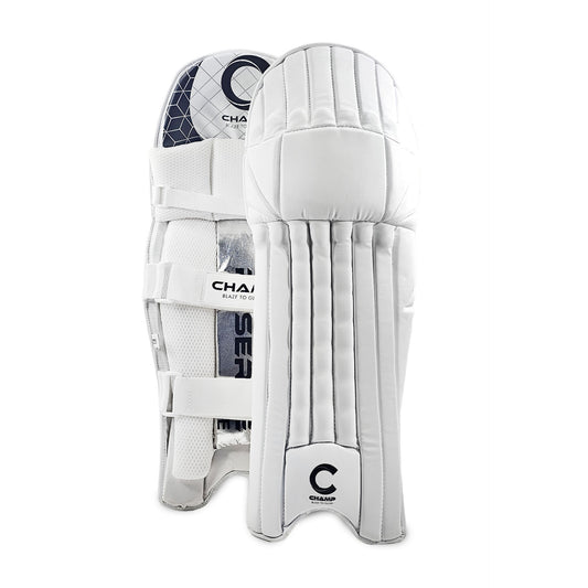 Champ Reserve Lite - Light Weight - Batting Leg Guard - Black,White And Silver