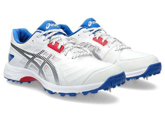 Asics Gel - Gully 7 White Pure Silver Cricket Spikes