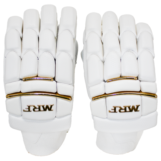 MRF Genius Emperor Batting Gloves - White Gold - Adult RH