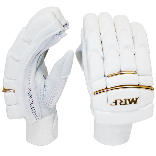 MRF Genius Emperor Batting Gloves - White Gold - Adult RH