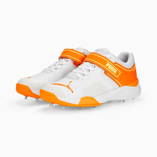 Puma Bowling 22.1 White Ultra Orange Yellow - Cricket Spikes