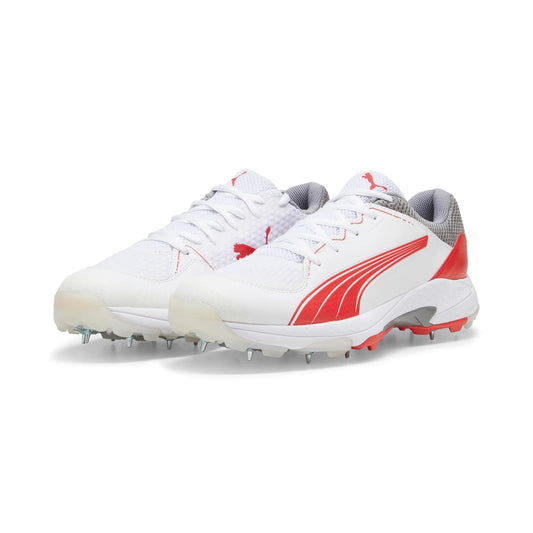 Puma Spike 24.1 White Stormy Red - Cricket Spikes