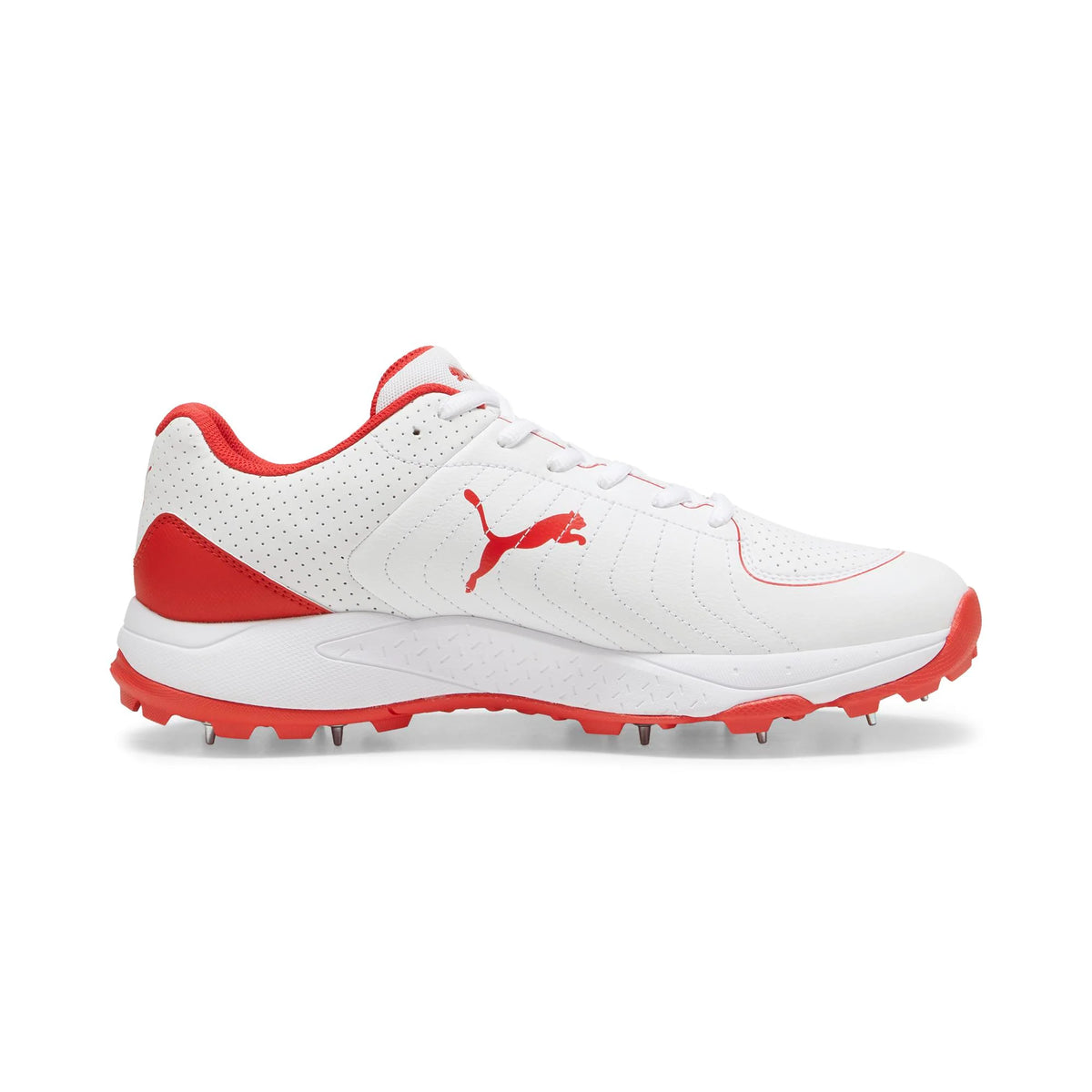 Puma Spike 24.2 White Red - Cricket Spikes – Cricket Warehouse