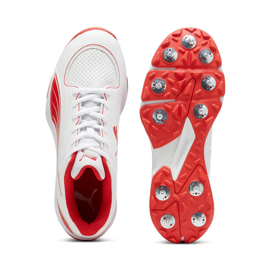 Puma Spike 24.2 White Red - Cricket Spikes