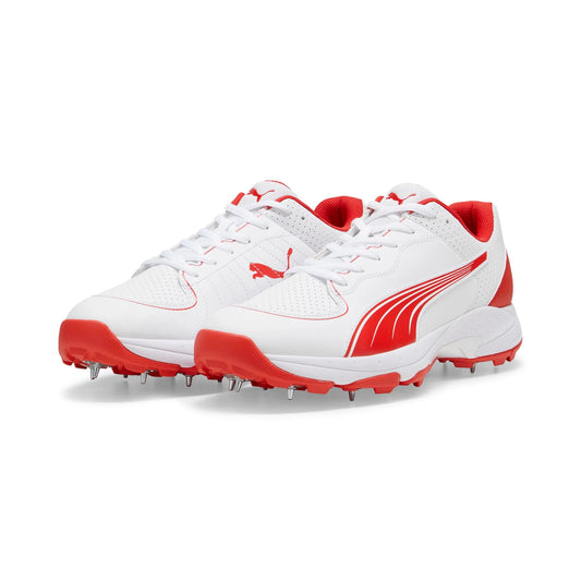Puma Spike 24.2 White Red - Cricket Spikes