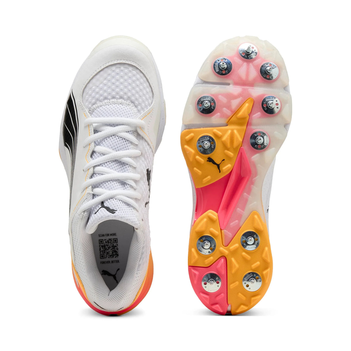Puma Spike 24.1 White Black Sun Stream - Cricket Spikes