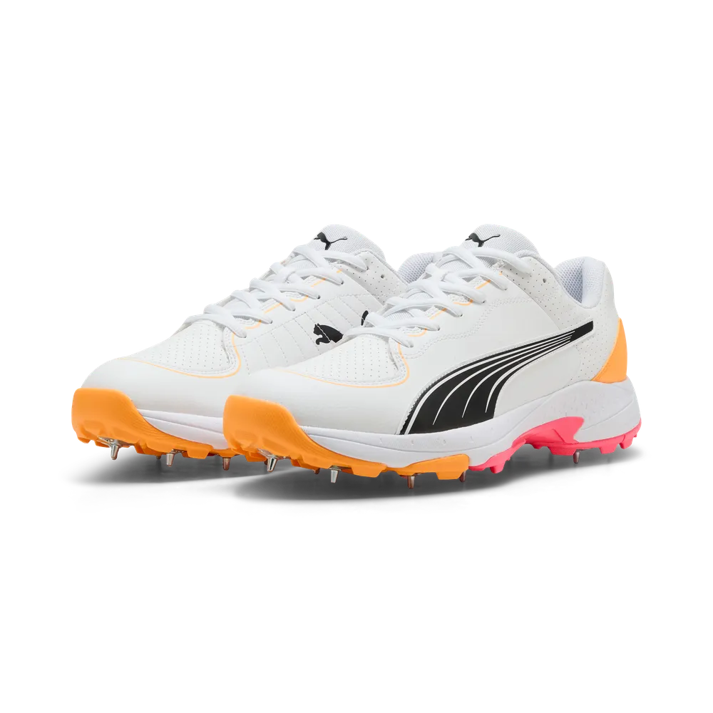 Puma Spike 24.2 White Black Sun Stream - Cricket Spikes