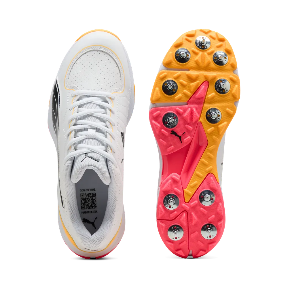 Puma Spike 24.2 White Black Sun Stream - Cricket Spikes