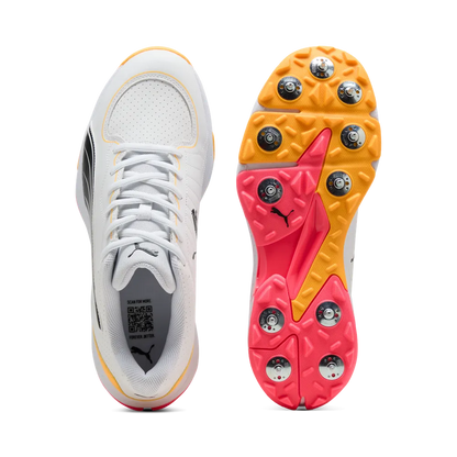 Puma Spike 24.2 White Black Sun Stream - Cricket Spikes