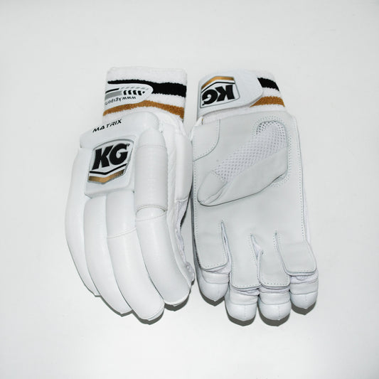 KG MATRIX Batting Gloves 2023 - White Gold - RH - SMALL MEN - YOUTH - JUNIOR