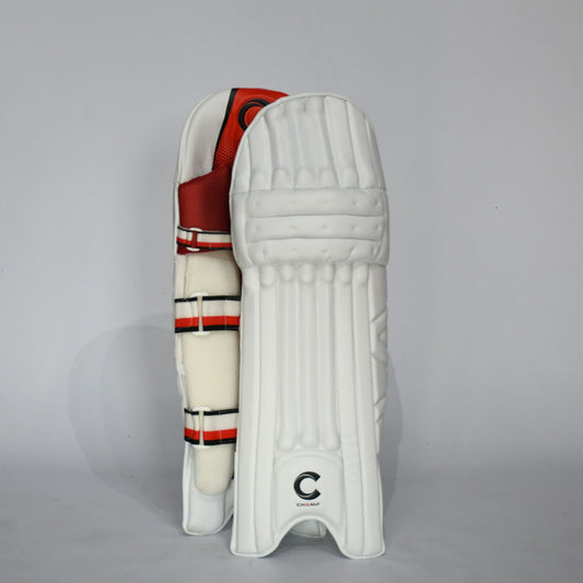 Champ Elite Pro - Light Weight - Batting Leg guard - White Red - Academy - Youth - Junior